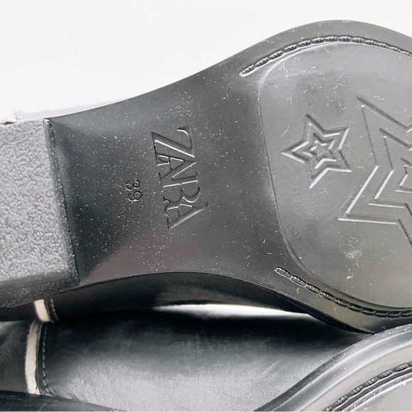 Zara Womens Black White Leather Stars Western Cowboy Boots EU 39 US 8 NEW - Picture 9 of 9